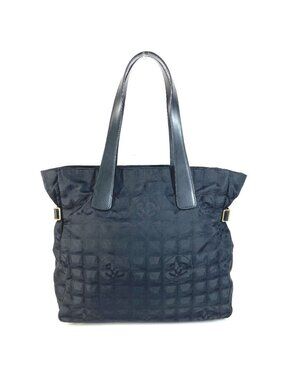 Chanel Shoulder Bag New Travel Line GM Leather Nylon Black